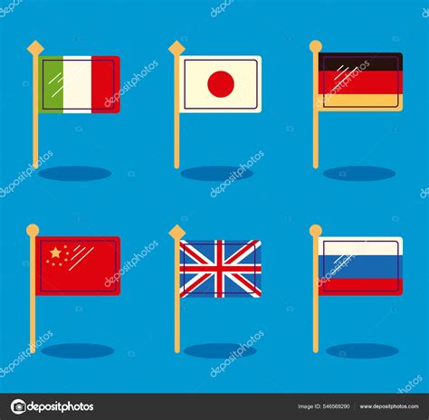 Six countries flags Stock Vector by ©yupiramos 546569290