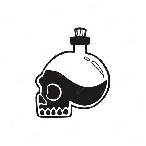 Premium Vector Skull Shape Bottle Of Poison Icon Logo Design Stencil Tattoo Flat Vector