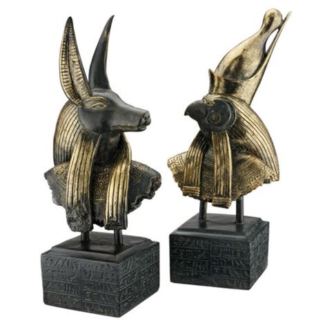 Anubis and Horus Busts Gods of Ancient Egypt Sculptures