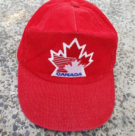 Canada embroidered Maple leaf Vtg suede strapback,hat - BIDSTITCH