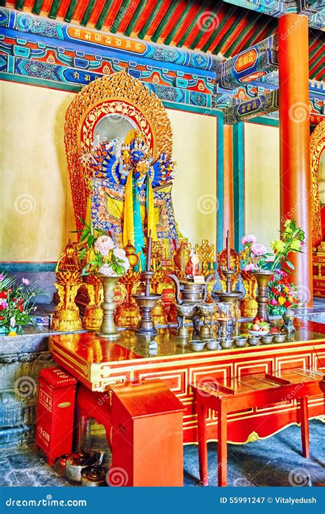 Interior View of Yonghegong Lama Temple. Beijing. Stock Image - Image of confucius, chinese ...