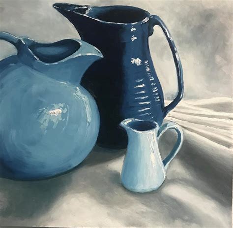 Blue Pitchers Painting By Holly Mccain Fine Art America