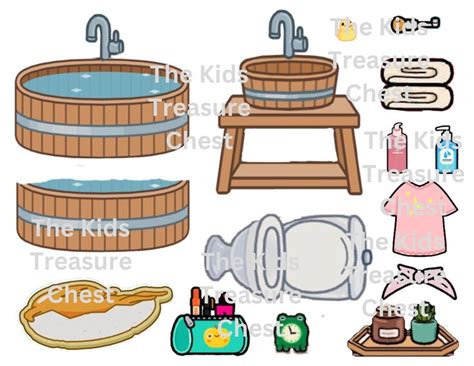 Inspired Toca Boca 3 Pages Paper Bathroom 1 Furniture Background And Accessories Printable