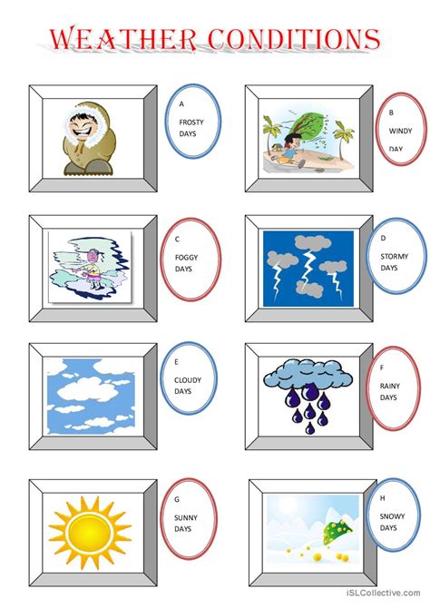 Weather Conditions Pictur English Esl Worksheets Pdf Doc