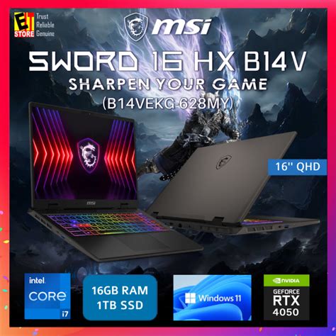 Msi Sword 16 Hx B14vekg 628my I7 14650hx16gb1tb Ssdrtx 4050 Gddr6