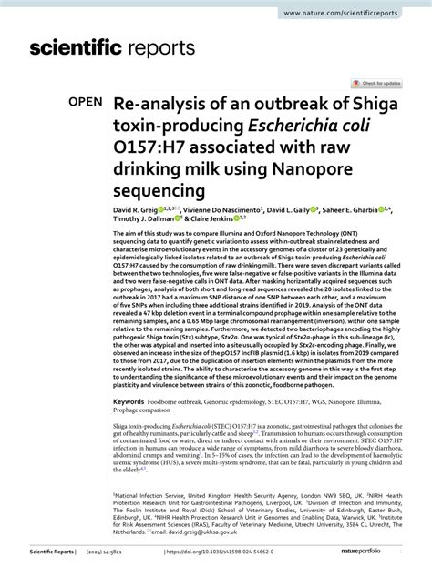 Pdf Re Analysis Of An Outbreak Of Shiga Toxin Producing Escherichia