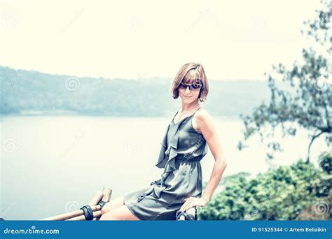 Close Up Of Beautiful Girl Posing In Tropical Forest Of Magic Island