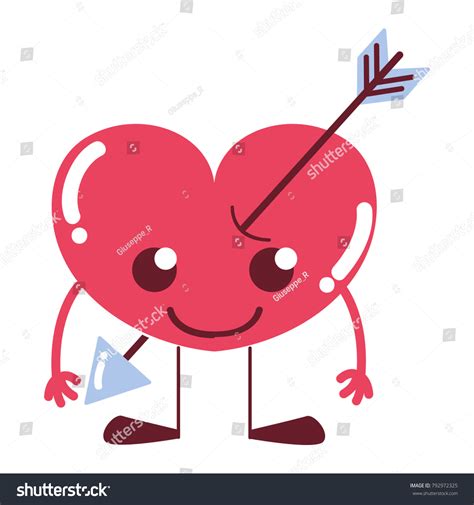 Colorful Smile Heart Arrow Kawaii Arms Stock Vector Royalty Free