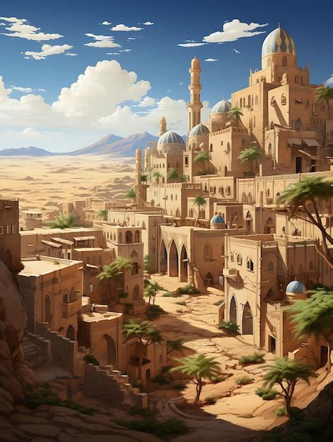 Premium Ai Image Ancient Desert City Explore The Mystique Of An