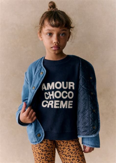 Amour Choco Cr Me Sweat Shirt Navy Ecru Organic Cotton Organic