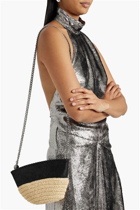 Stella Mccartney Falabella Mini Faux Brushed Leather And Faux Raffia