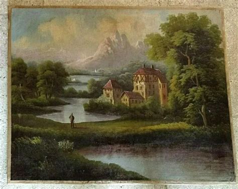 GRAND TABLEAU ANCIEN XIX Paysage Classique Huile Toile EUR 290 00