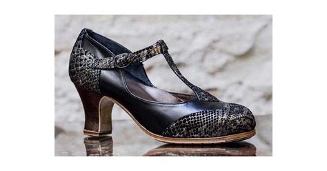 Chaussure De Danse Flamenco Professionnelle Combinant Peau Noire Et