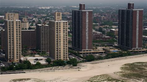 5k Stock Footage Aerial Video Of Beachfront Apartment Buildings In Far