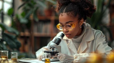 African American Girl Scientists Learning And Writing Science And