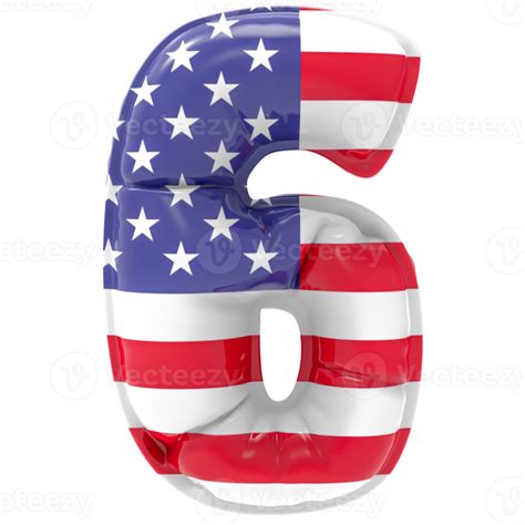 Balloon 6 Number Usa Flag Gold 3d Render 37062143 Png