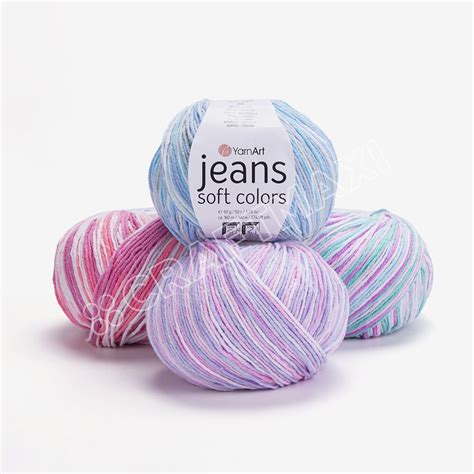 YARNART JEANS SOFT COLORS - MULTICOLOR KNITTING YARN