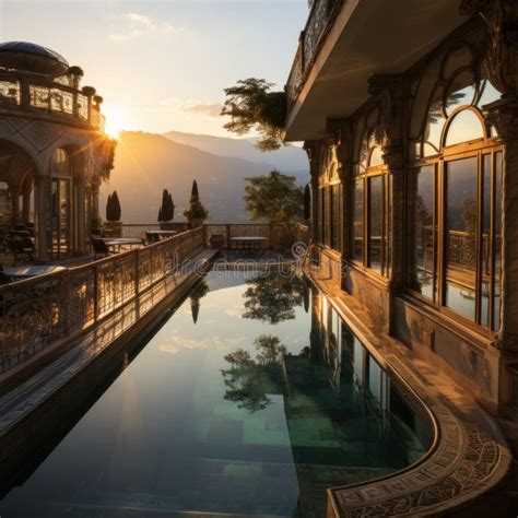 Piscina Luxuosa E Moderna Textura Esculpida Nas Paredes Do Estilo