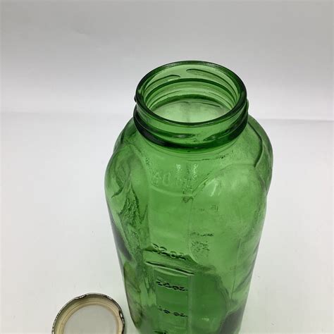 Vintage Green Glass Water Juice Refrigerator Bottle W Lid 40oz 9” Pre Owned Ebay