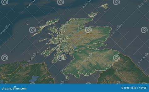 Scotland United Kingdom Outlined Relief Stock Illustration