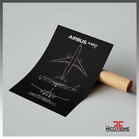 Poster Only Airbus A350 Xwb Flight Minimal Blueprint Style Aircraft Art Jet Airliner Large