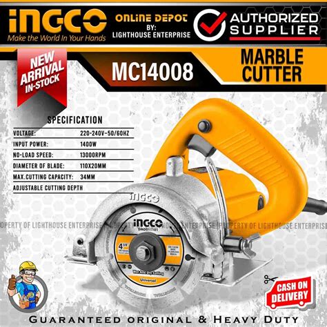 INGCO 1400W Marble Cutter Concrete Cutter MC14008 LIGHTHOUSE