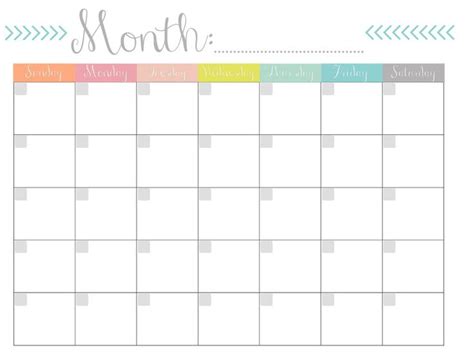 Blank Calander Template Awesome Printable Blank Monthly Calendar with ...