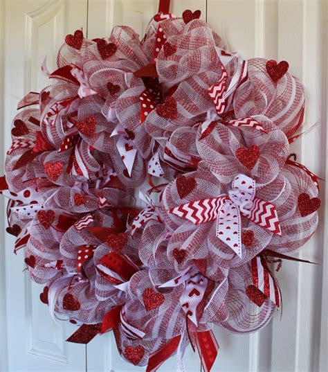 Deco Mesh Red Heart Wreath Red Heart Decoration Red