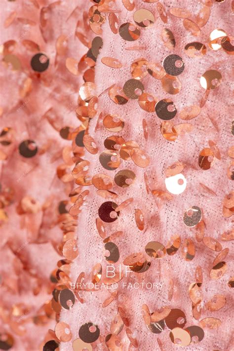 Champagne Gold Sequin Stretch Pink Velvet Fabric