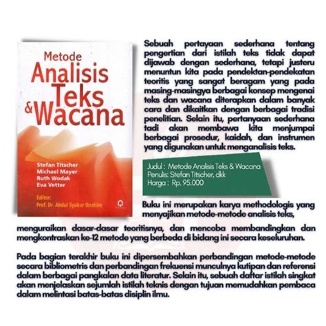 Jual Metode Analisis Teks & Wacana | Shopee Indonesia