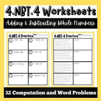 Nbt Adding And Subtracting Computation Practice Word Problems