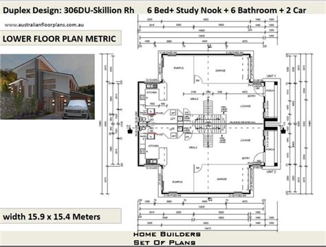 Duplex House Plan 3405 Sq Foot 316 4 Sq Meters 6 Bed Twin Homes