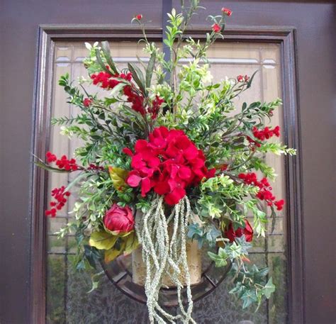 Wall Floral Arrangement Red Door Wreath Summer Wreath