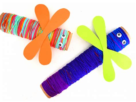 Cardboard Tube Yarn Wrapped Dragonfly Craft Our Kid Things