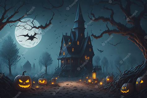 Premium AI Image | a spooky Halloweenthemed landscape