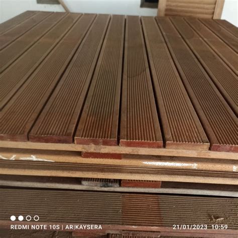 Jual Lantai Kayu Taman Teras Balkon Deck Tile Decking Bengkirai Bongkar