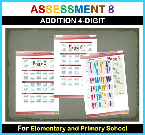 Math Addition Assessment 8 For Elementary And Primary S Classful