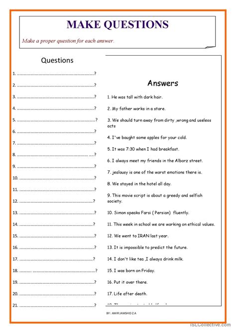 Make Questions 13 General Gramma English Esl Worksheets Pdf And Doc