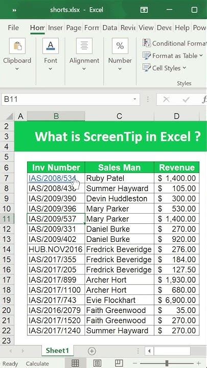 What Is Screentip In Excel🤔shorts Excelmalayalam Exceltips Youtube