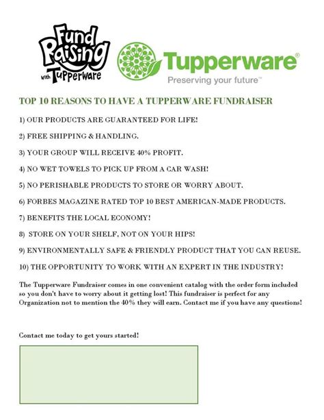 Tupperware Fundraiser Order Form Template Pianorang