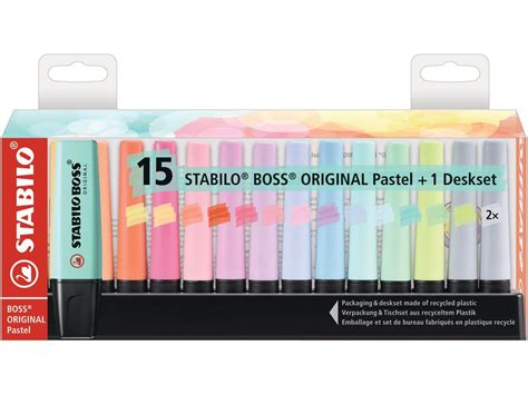 Stabilo Boss Deskset Resaltadores x 15 edición colores pasteles