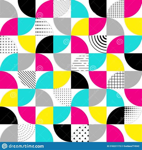 D Bauhaus Geometric Seamless Pattern Fashion Color Wallpaper