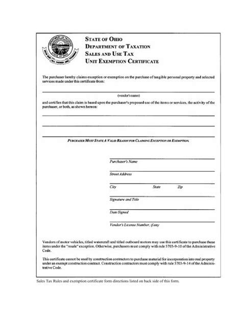 Ohio Sales Tax Blanket Exemption Form 2021