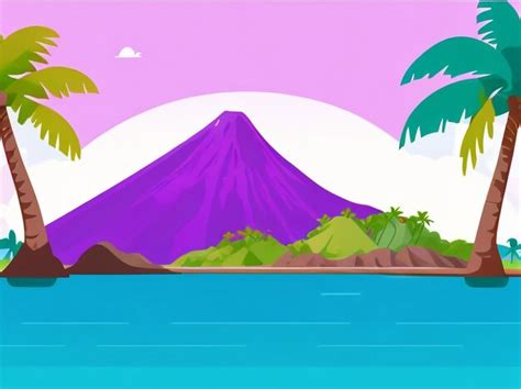 Premium AI Image Tropical Paradise Cartoon Vector Of A Volcano Island