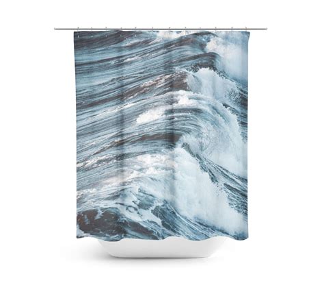 Waves Shower Curtain Ocean Waves Decor Ocean Bathroom Decor Etsy Ocean Bathroom Decor