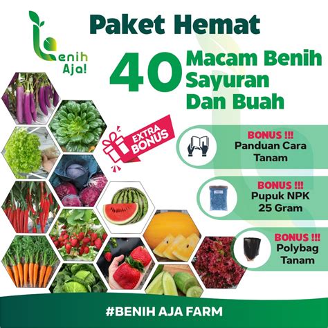 Jual Paket Benih Sayuran Lengkap 40 Macam Jenis Sayur Rumahan Dan Buah