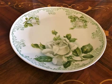 Antique Victorian Hand Painted Plate With White Roses ZS And Co