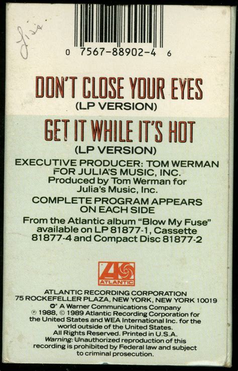 Kix Dont Close Your Eyes Cassette Single