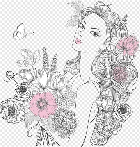 M O Segurando Flor Desenho Png O Desenho Para Adulto Colorir Traz Uma