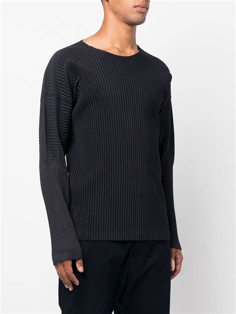 Homme Pliss Issey Miyake Pleated Effect Long Sleeve Sweatshirt Farfetch